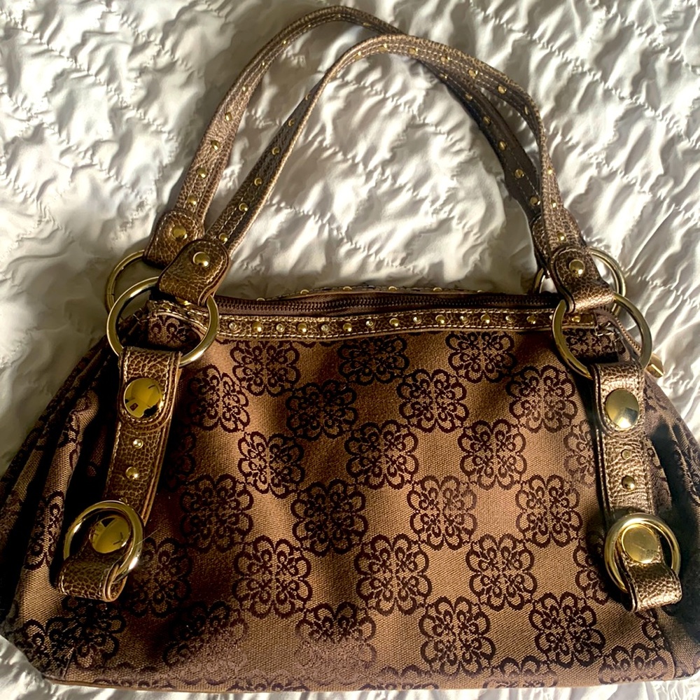 Kathy Van Zealand Brown Faux Leather Shoulder Purse